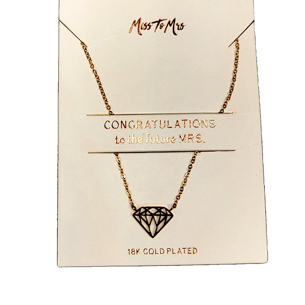 18K YELLOW GOLD PLATED THIN CHAIN LINK NECKLACE DIAMOND SHAPED PENDANT JEWELRY